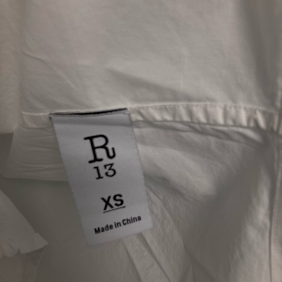 R13 Drop Neck Oxford Shirt white. Size XS. - Picture 7 of 9